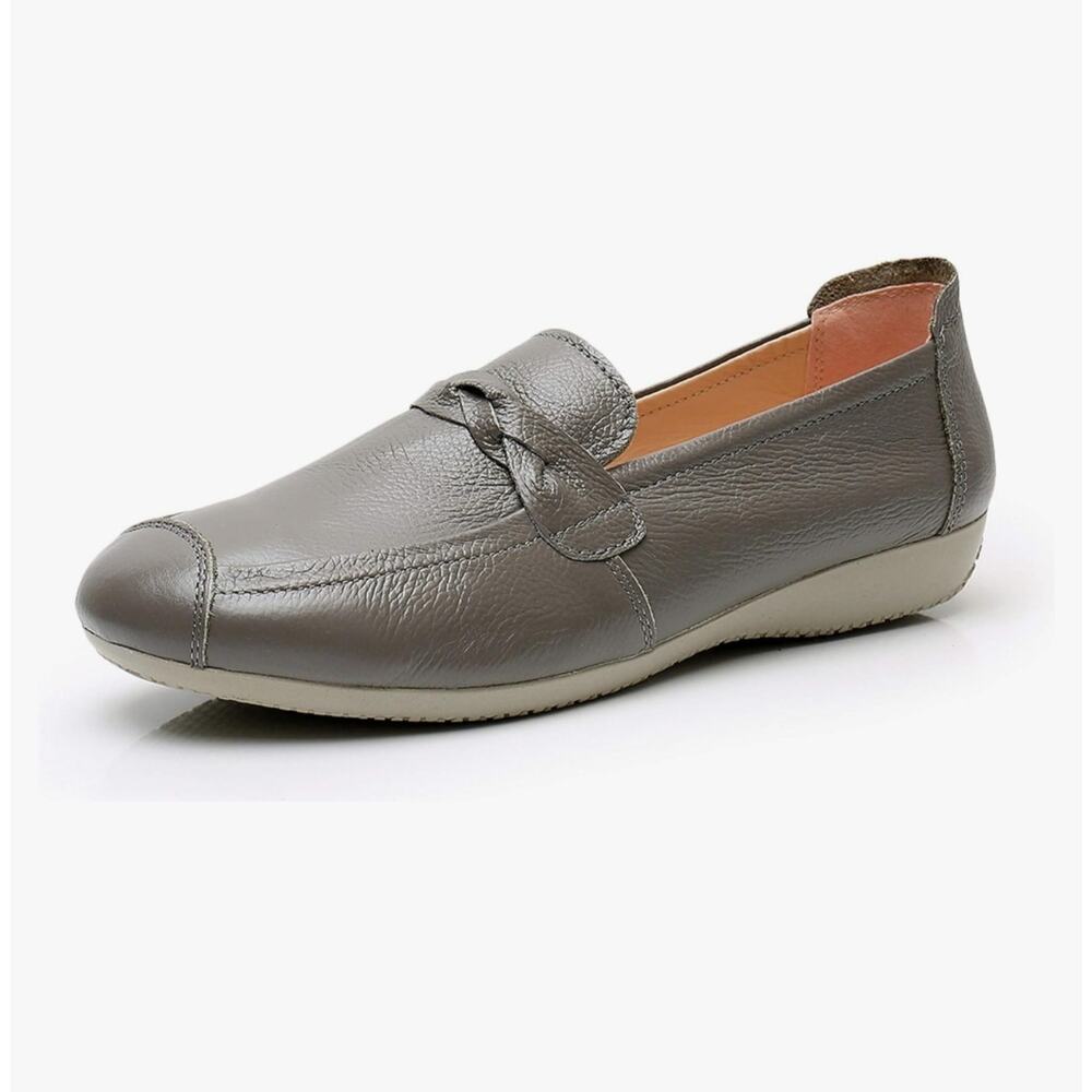 Gray Leather Loafers for Women